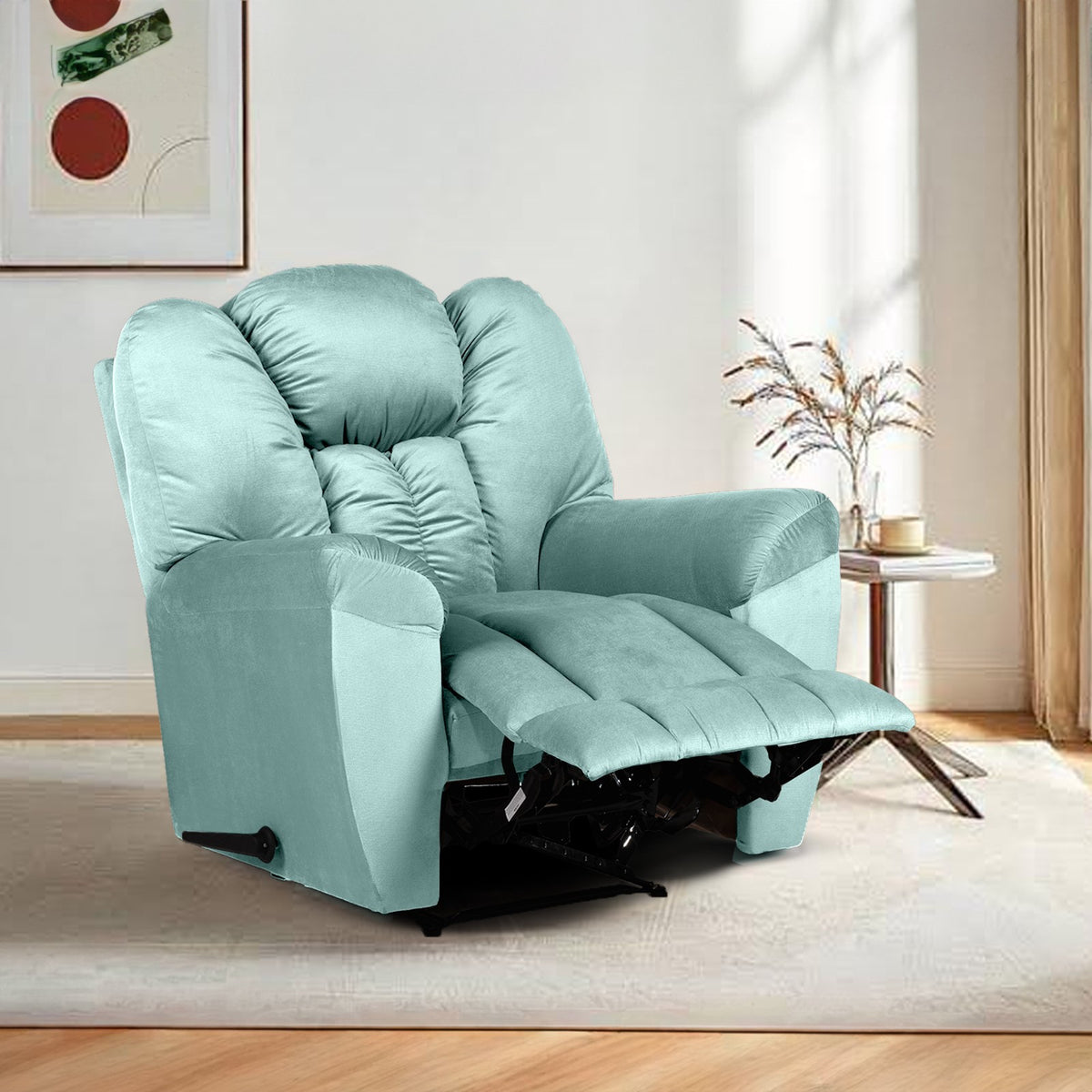 Velvet Recliner Chair - Penhaligon's Light Turquoise Rocking & Rotating