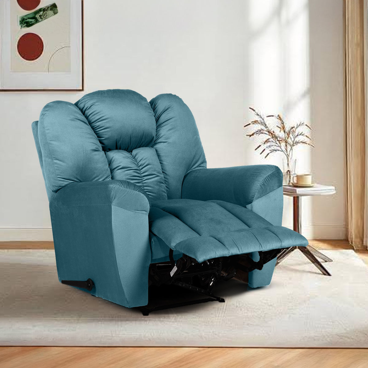 Velvet Recliner Chair - Penhaligon's Dark Turquoise Rocking & Rotating