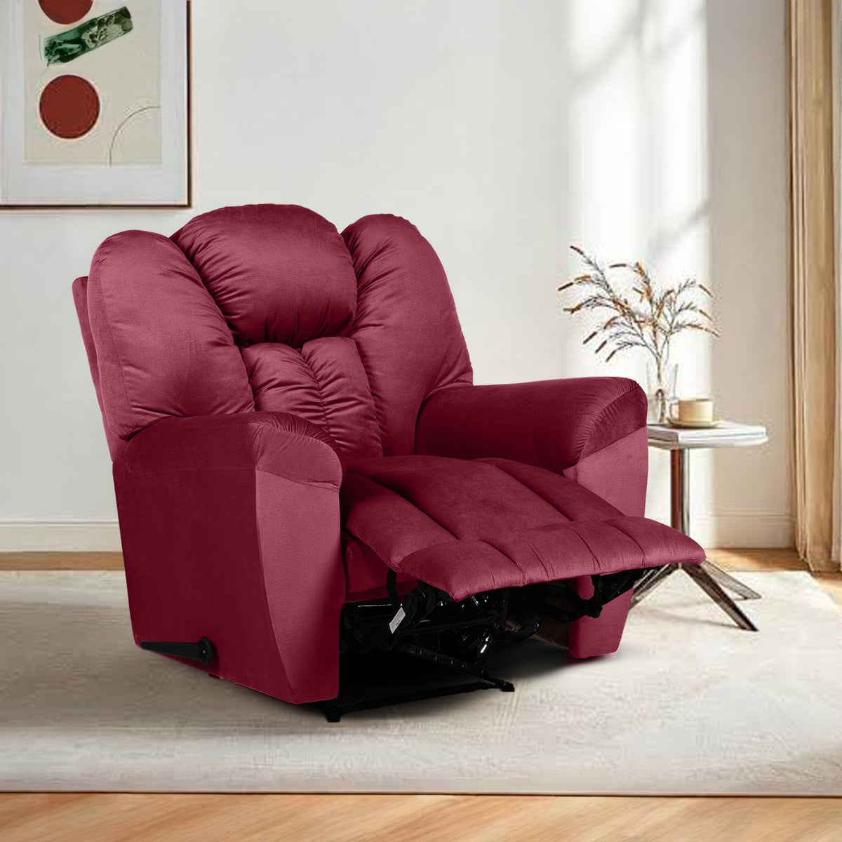 Velvet Recliner Chair - Penhaligon's Burgundy Rocking & Rotating