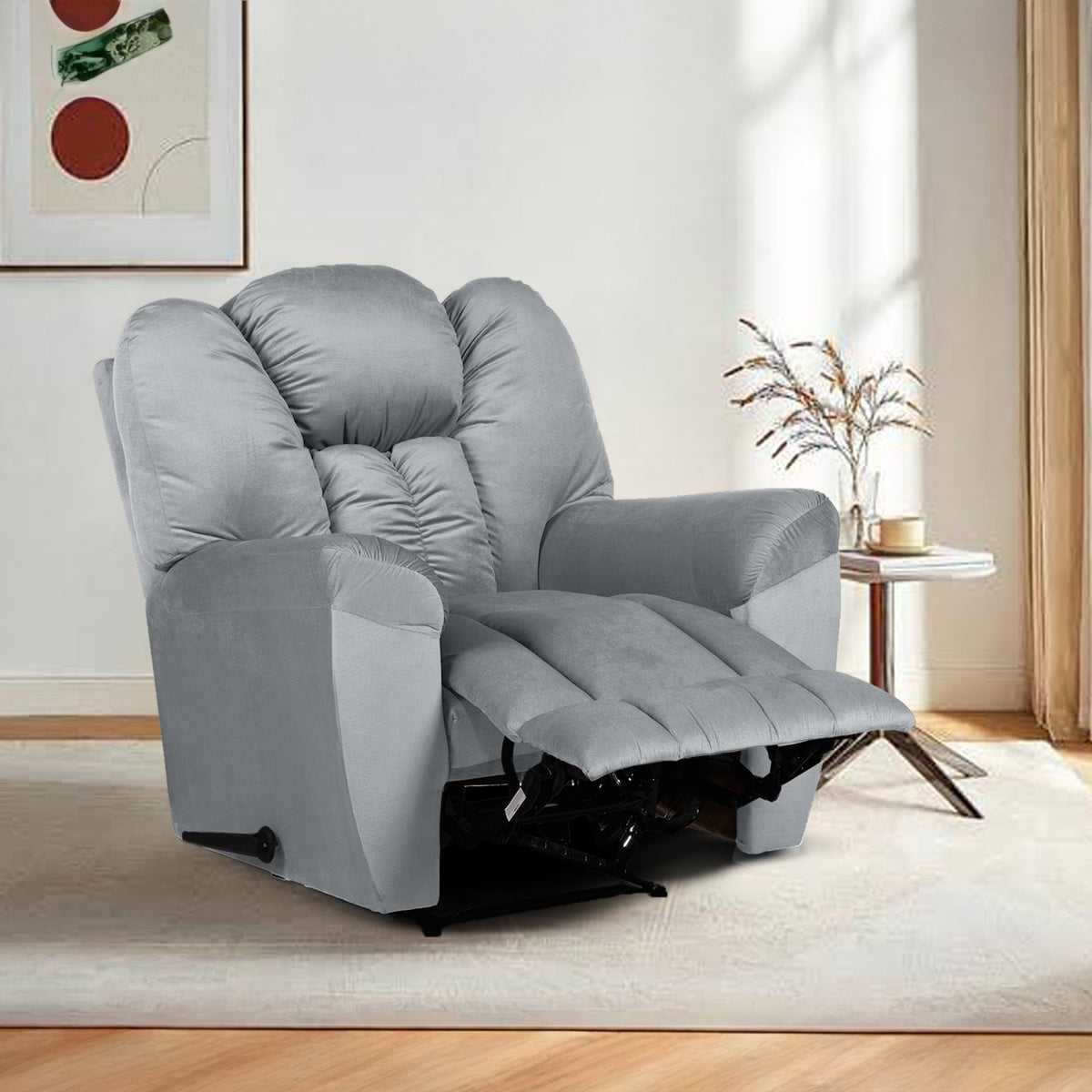 Velvet Recliner Chair - Penhaligon's Grey Rocking & Rotating