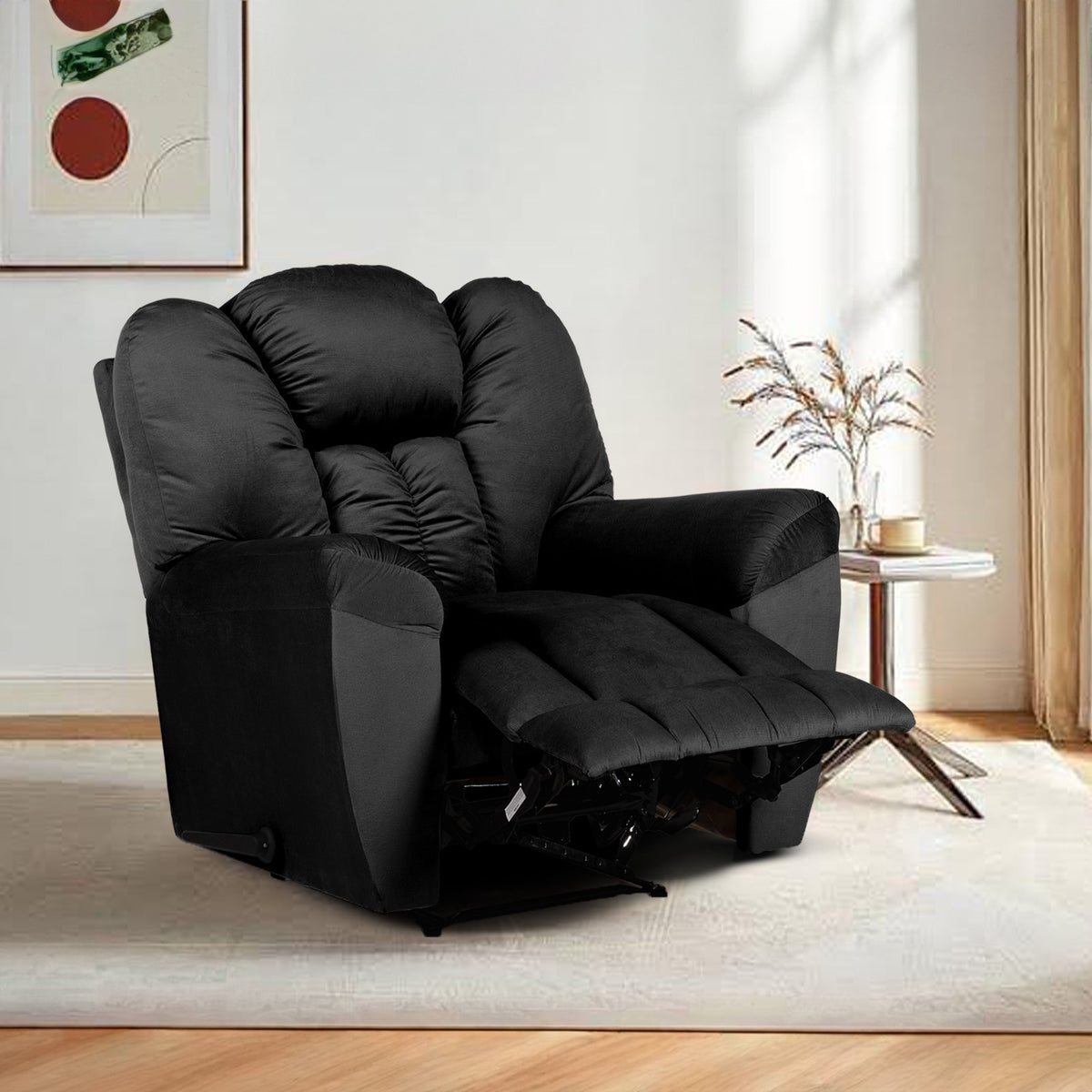 Velvet Recliner Chair - Penhaligon's Black Rocking & Rotating