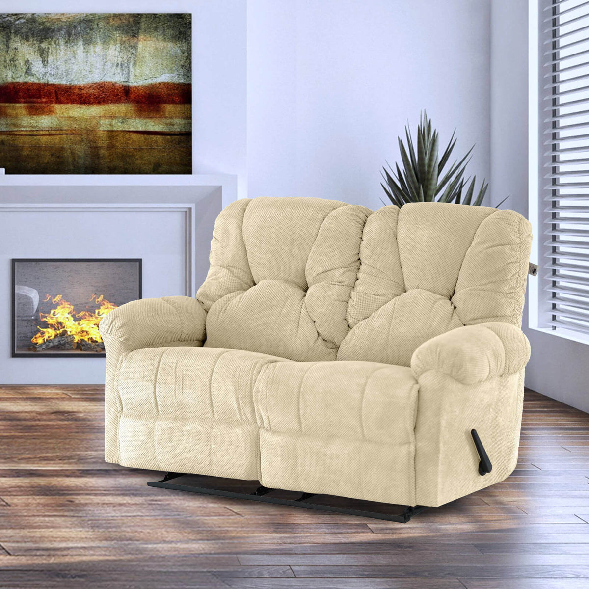 Velvet Double Recliner Chair - American Polo Light Beige