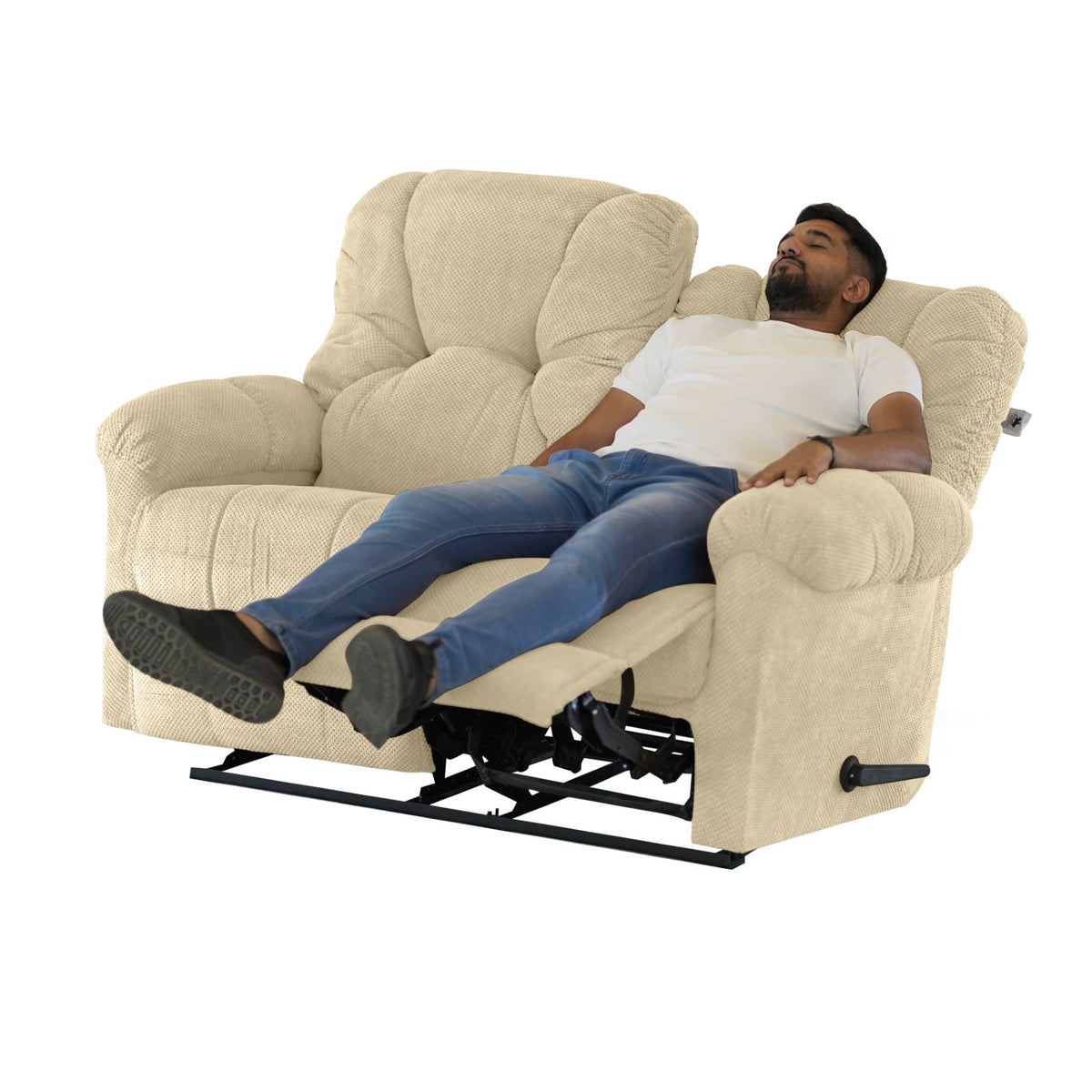 Velvet Double Recliner Chair - American Polo Light Beige