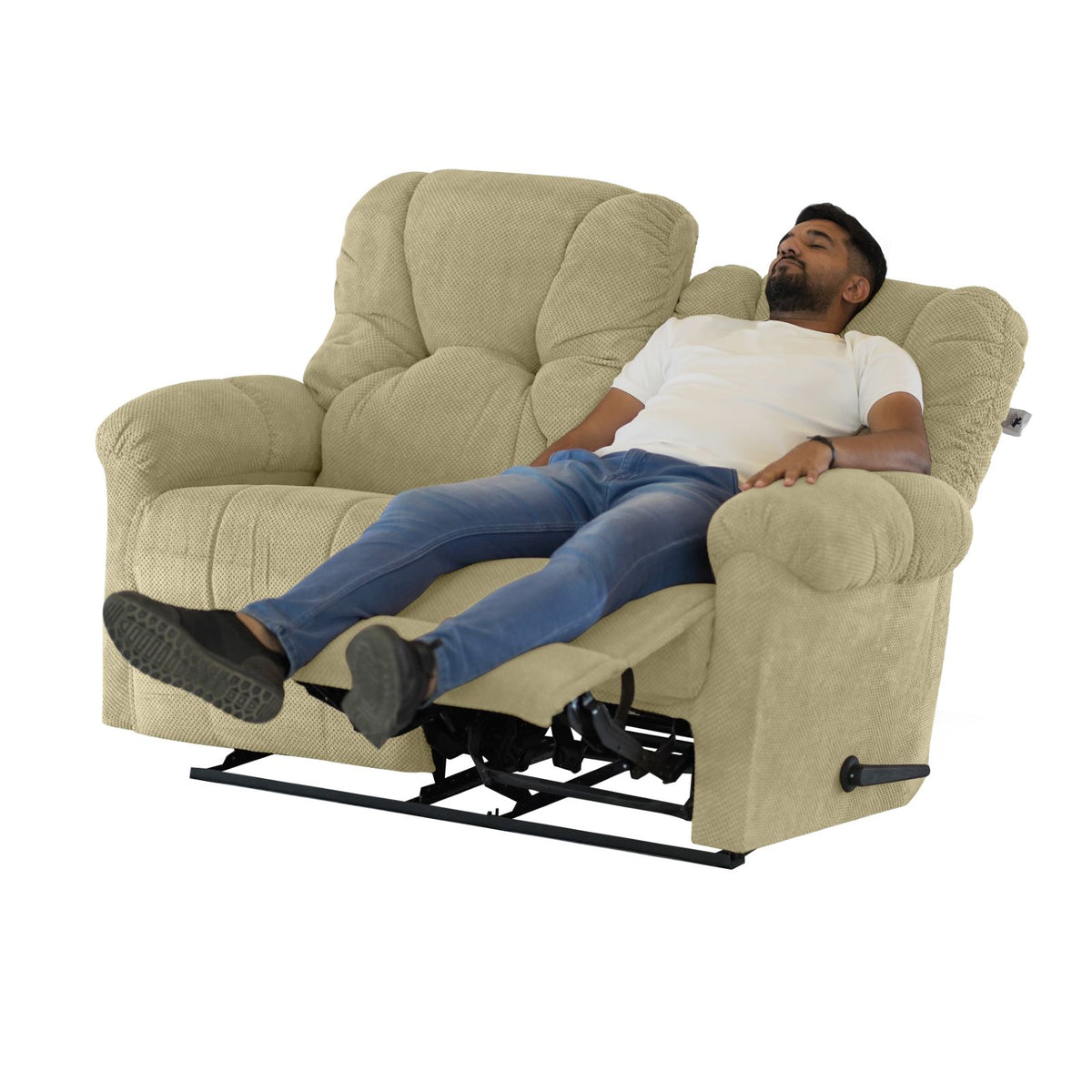 Velvet Double Recliner Chair - American Polo Dark Ivory