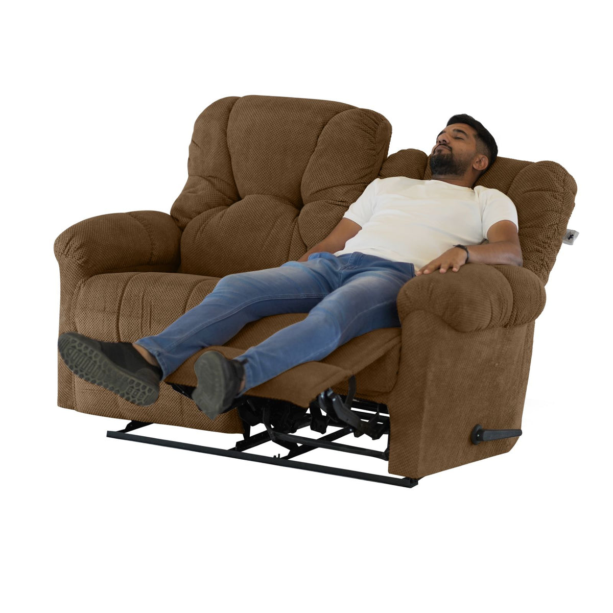 Velvet Double Recliner Chair - American Polo Light Brown