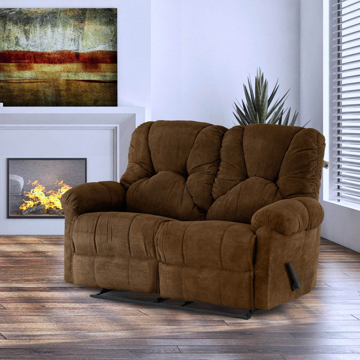 Velvet Double Recliner Chair - American Polo Brown