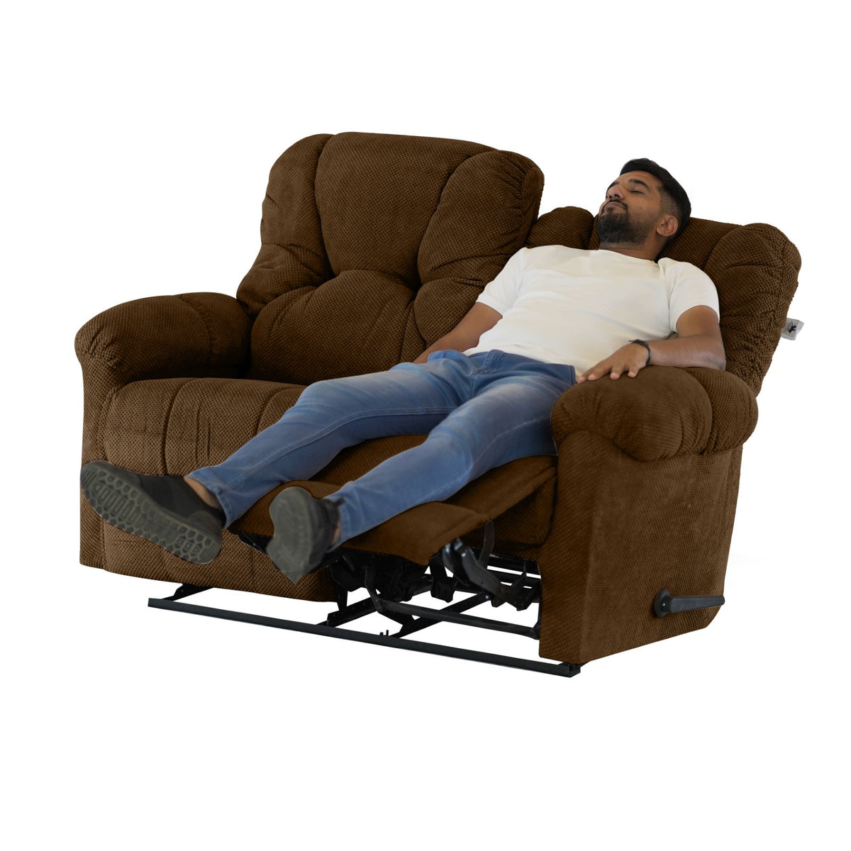 Velvet Double Recliner Chair - American Polo Brown