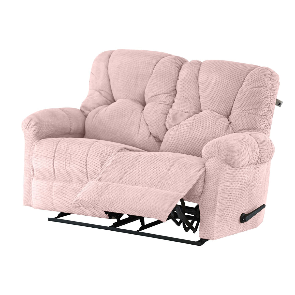Velvet Double Recliner Chair - American Polo Light Pink