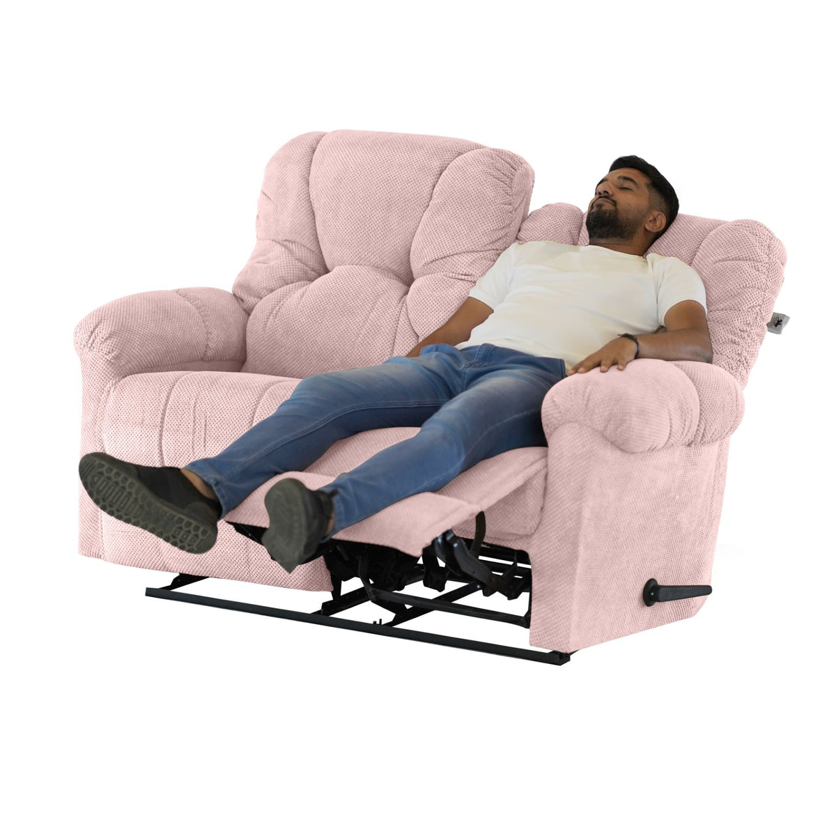 Velvet Double Recliner Chair - American Polo Light Pink