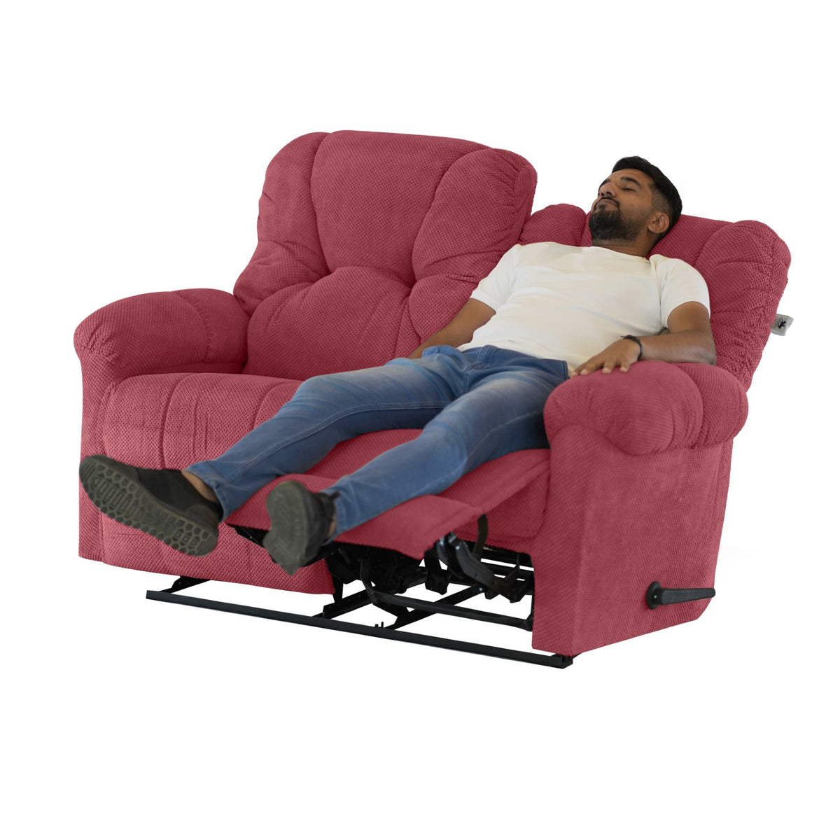 Velvet Double Recliner Chair - American Polo Dark Pink