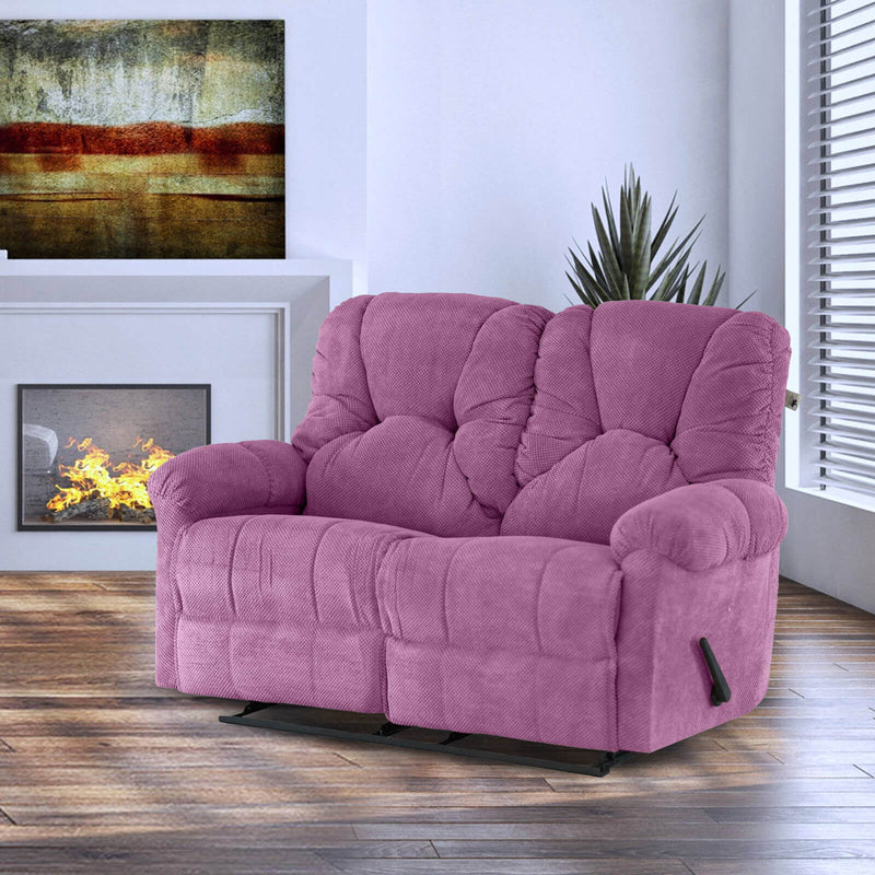 Velvet Double Recliner Chair - Light Purple - American Polo