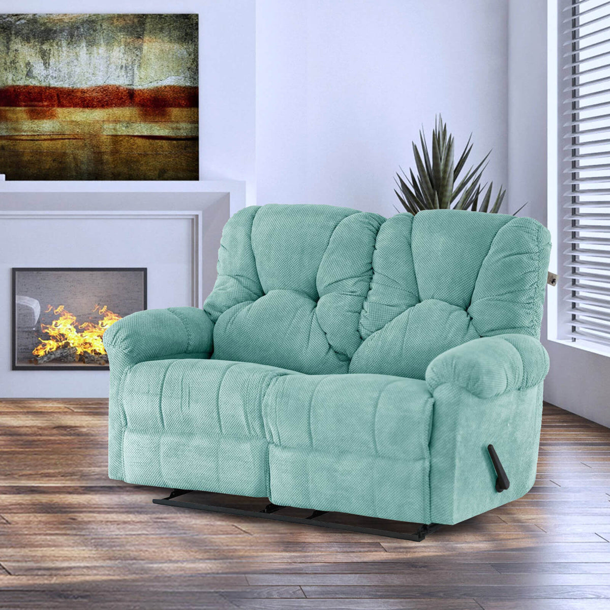 Velvet Double Recliner Chair - American Polo Light Turquoise