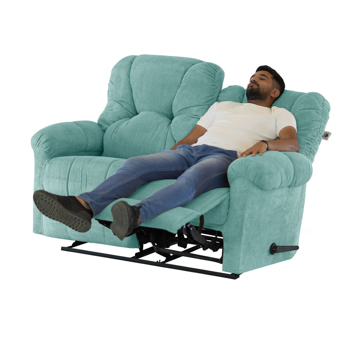 Velvet Double Recliner Chair - American Polo Light Turquoise
