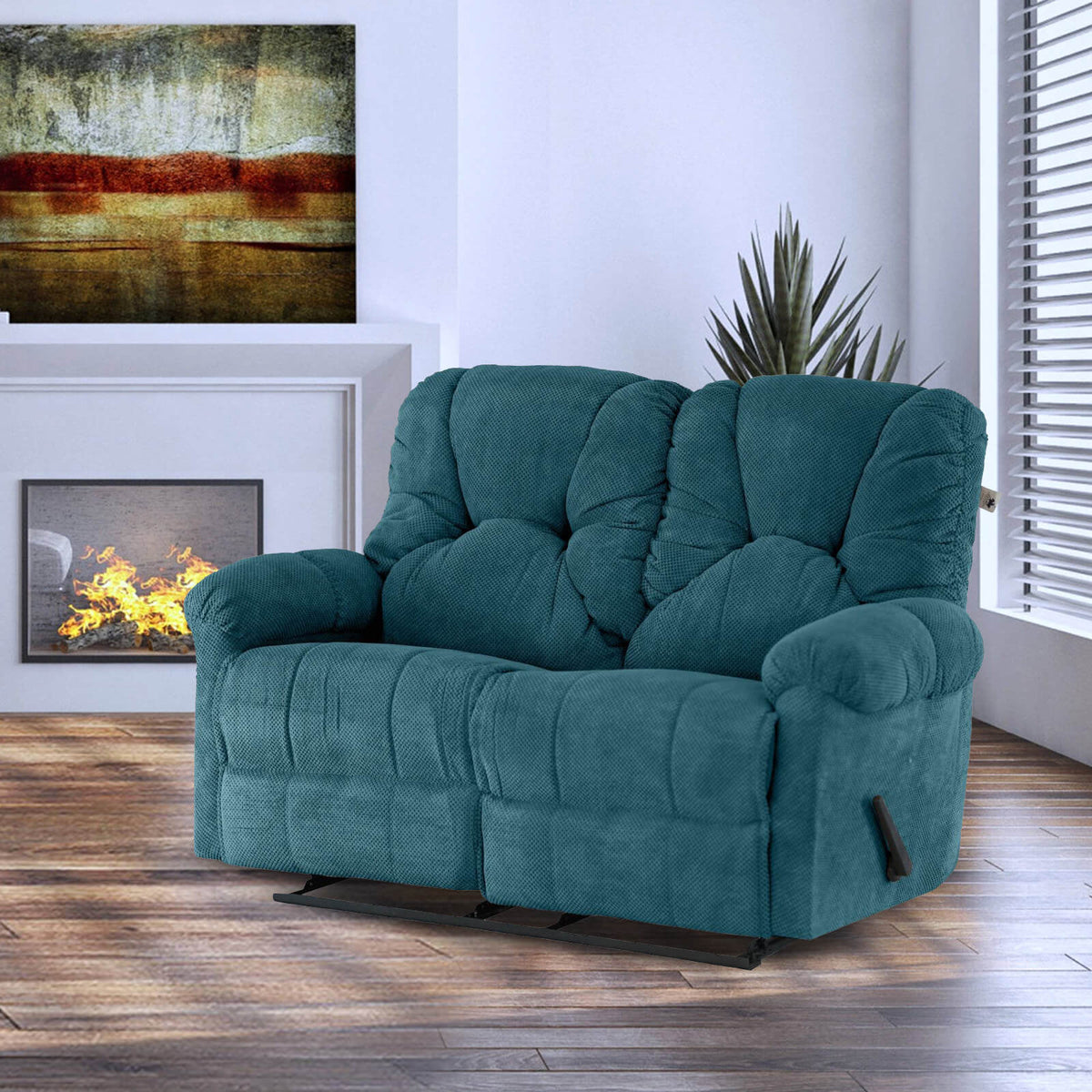 Velvet Double Recliner Chair - American Polo Dark Turquoise