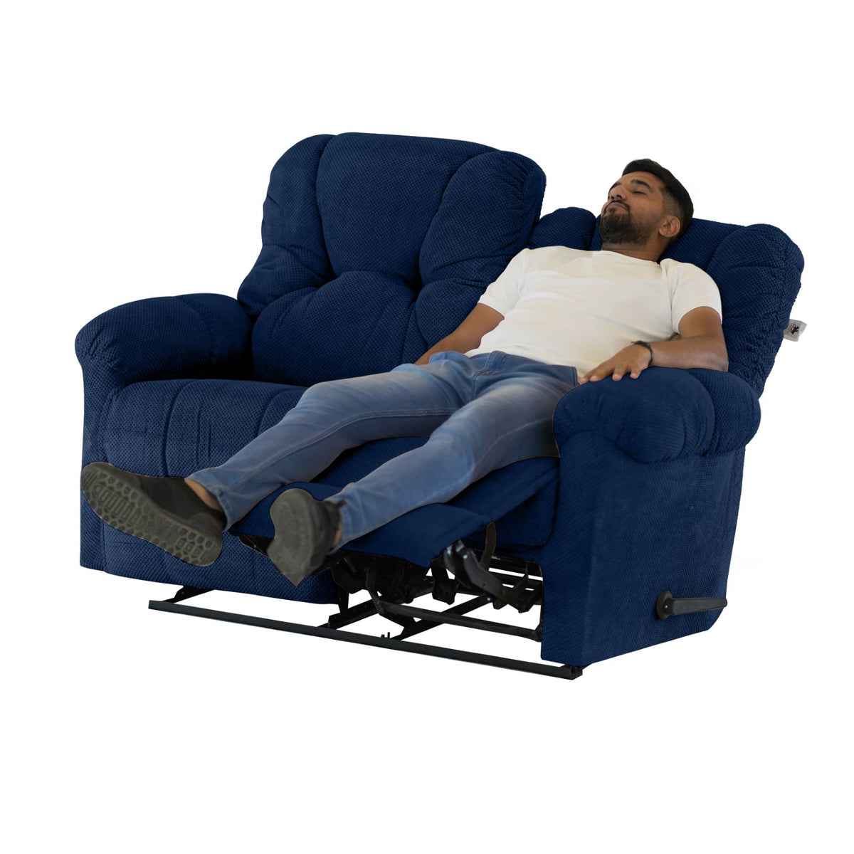 Velvet Double Recliner Chair - American Polo Dark Blue