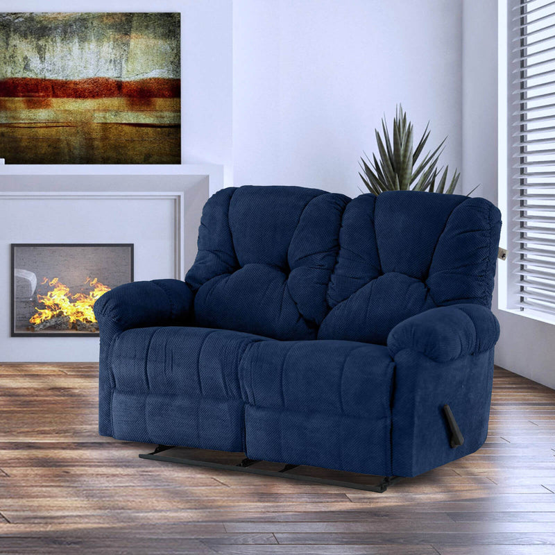 Velvet Double Recliner Chair - Dark Blue - American Polo