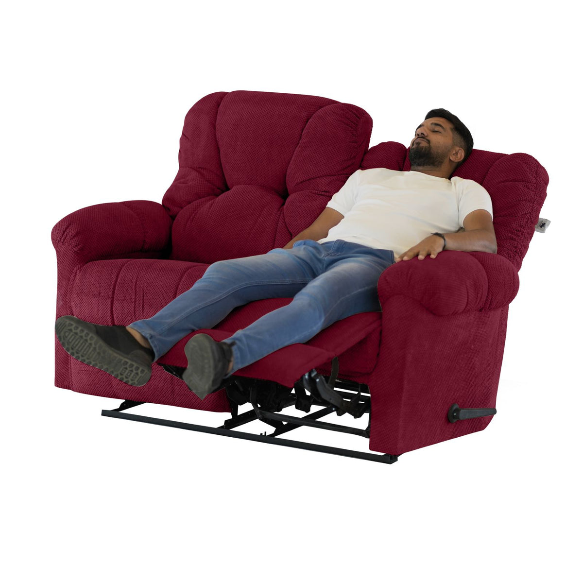 Velvet Double Recliner Chair - American Polo Burgundy