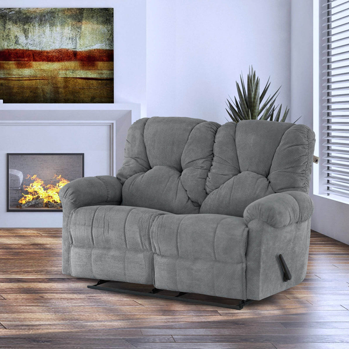 Velvet Double Recliner Chair - American Polo Grey