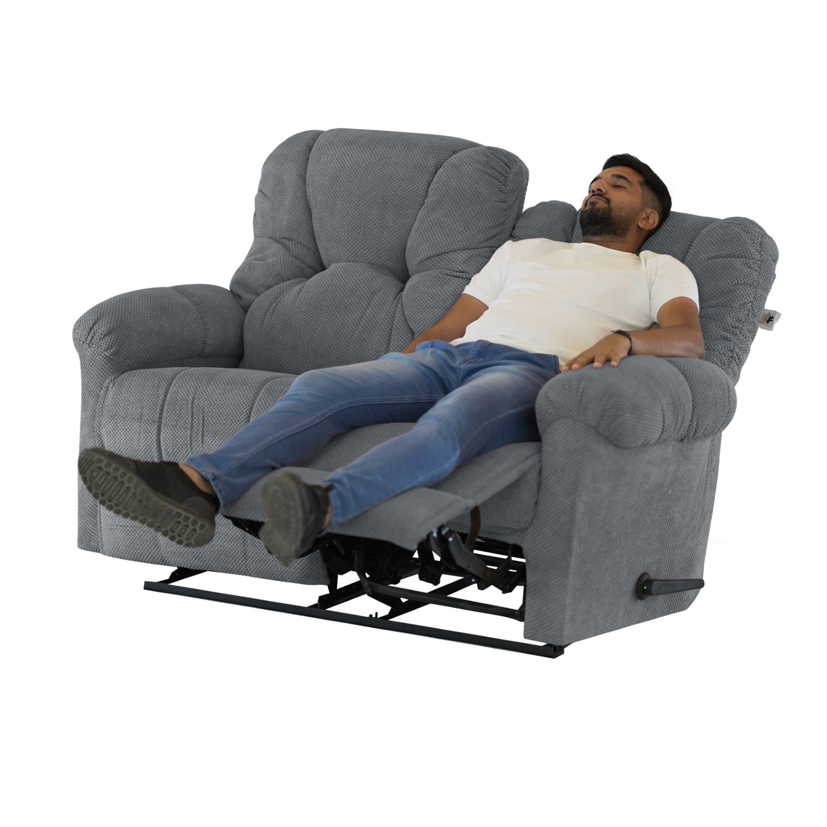 Velvet Double Recliner Chair - American Polo Grey