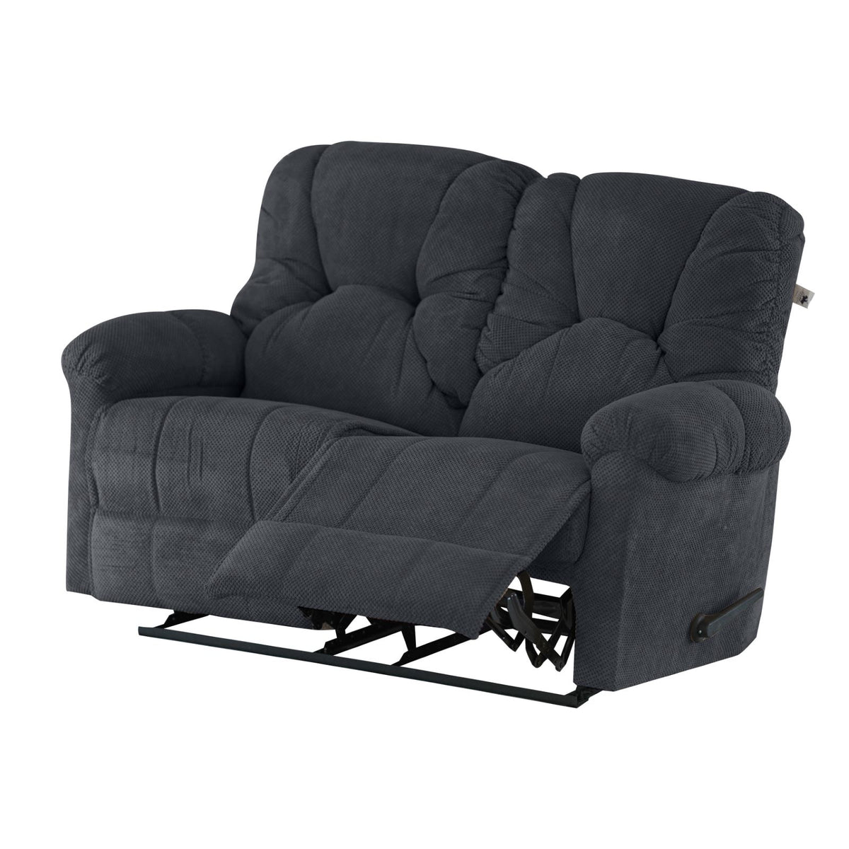 Velvet Double Recliner Chair - American Polo Dark Grey
