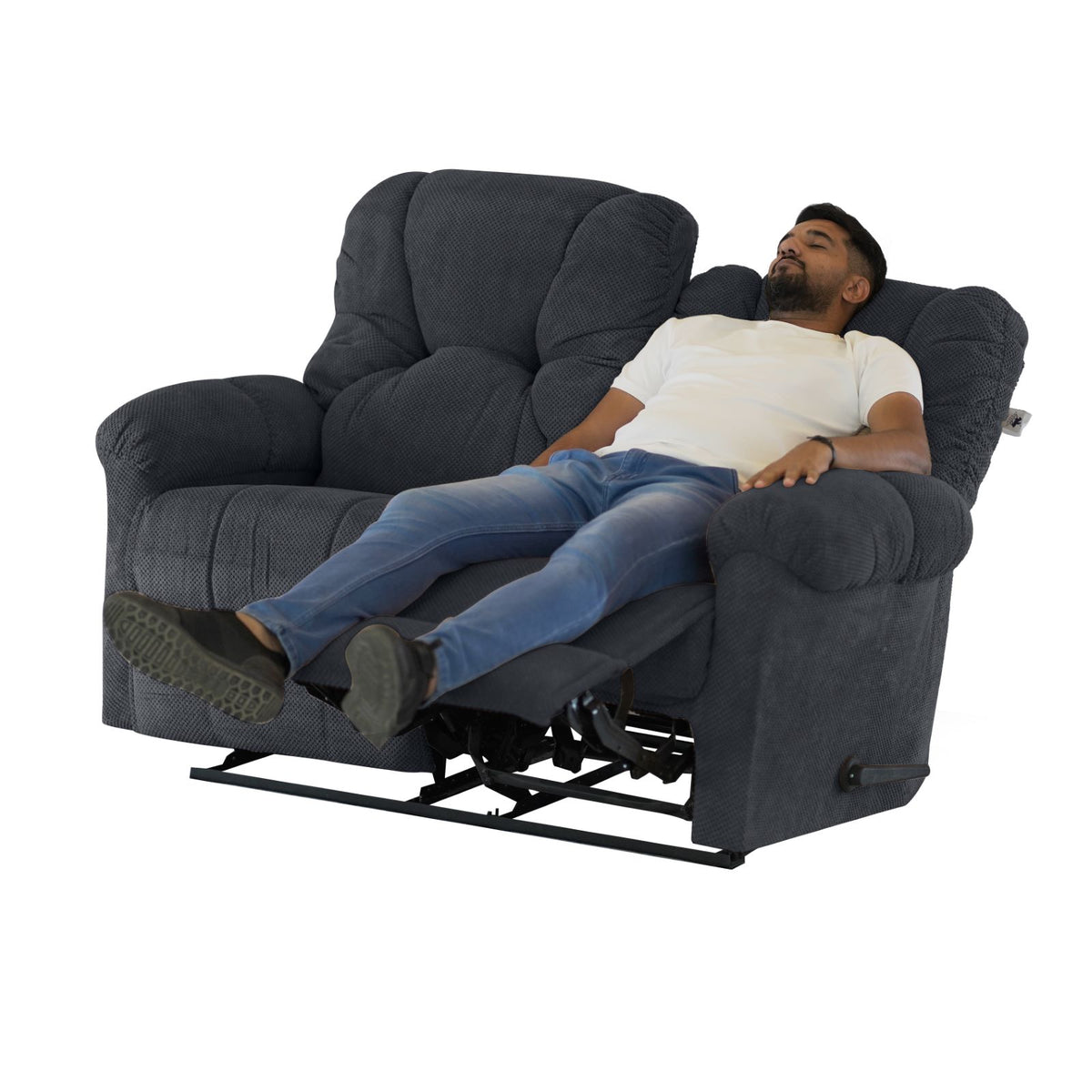 Velvet Double Recliner Chair - American Polo Dark Grey