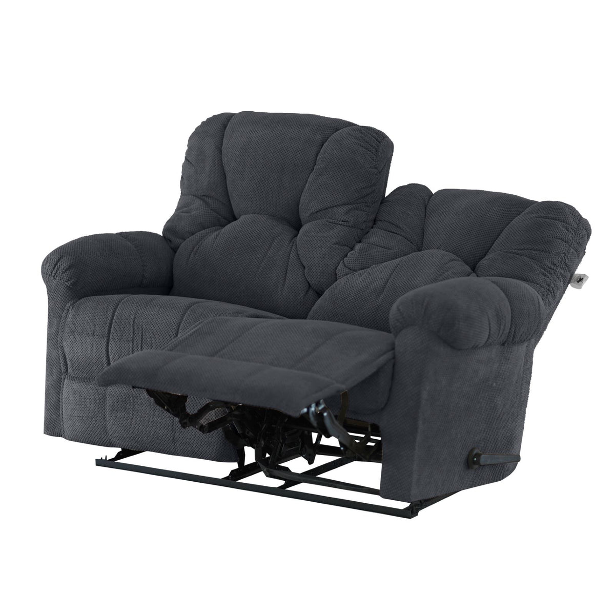Velvet Double Recliner Chair - American Polo Dark Grey