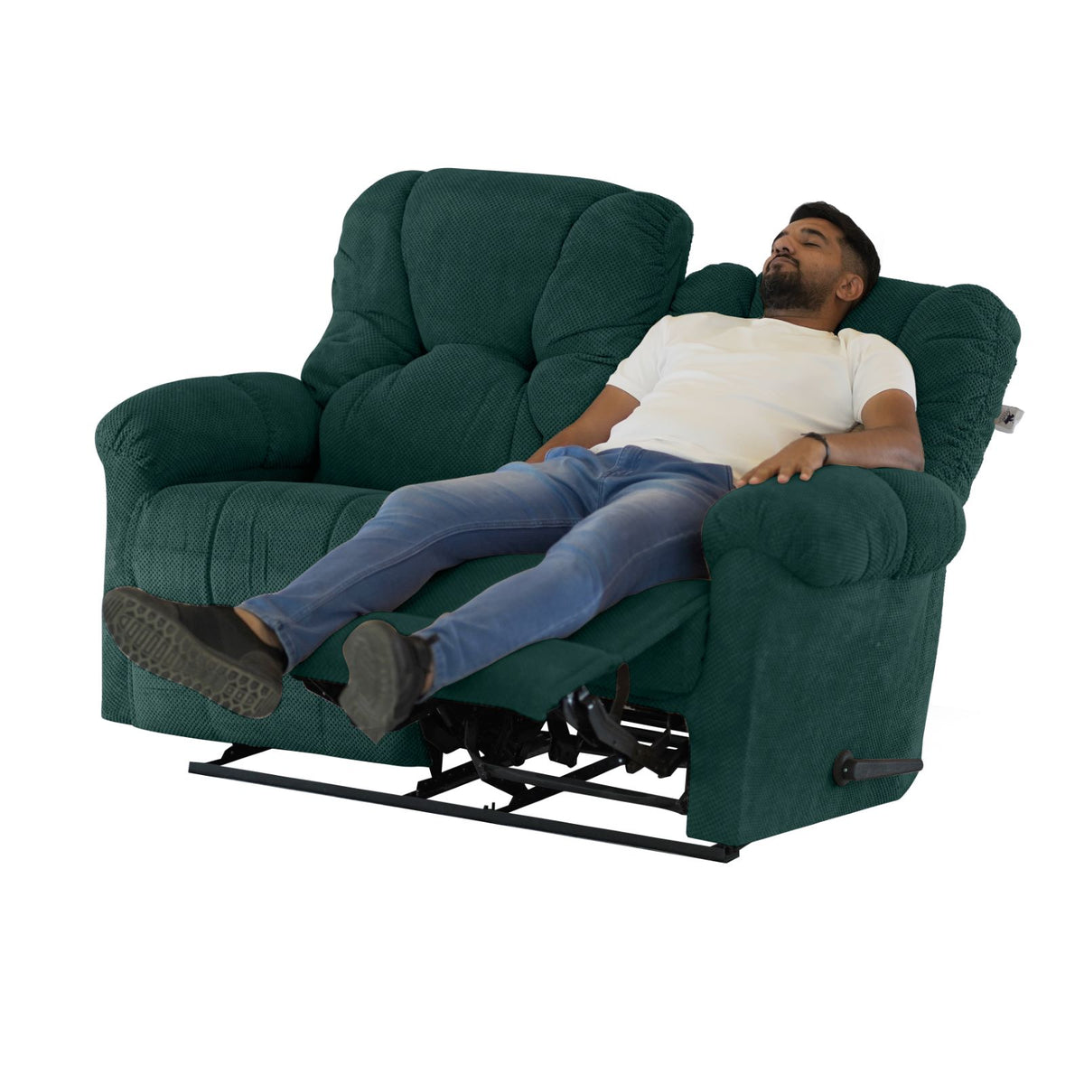 Velvet Double Recliner Chair - American Polo Dark Green