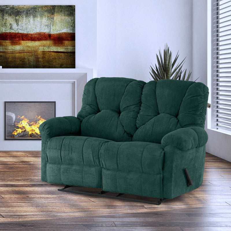 Velvet Double Recliner Chair - Dark Green - American Polo