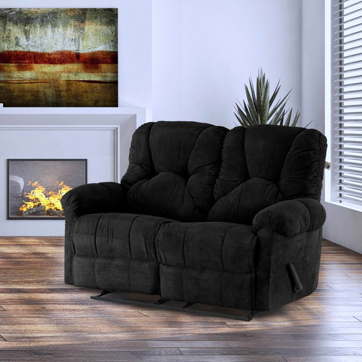 Velvet Double Recliner Chair - American Polo Black