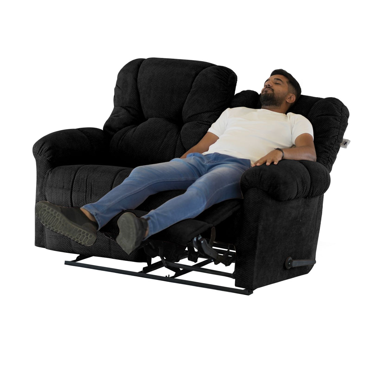 Velvet Double Recliner Chair - American Polo Black