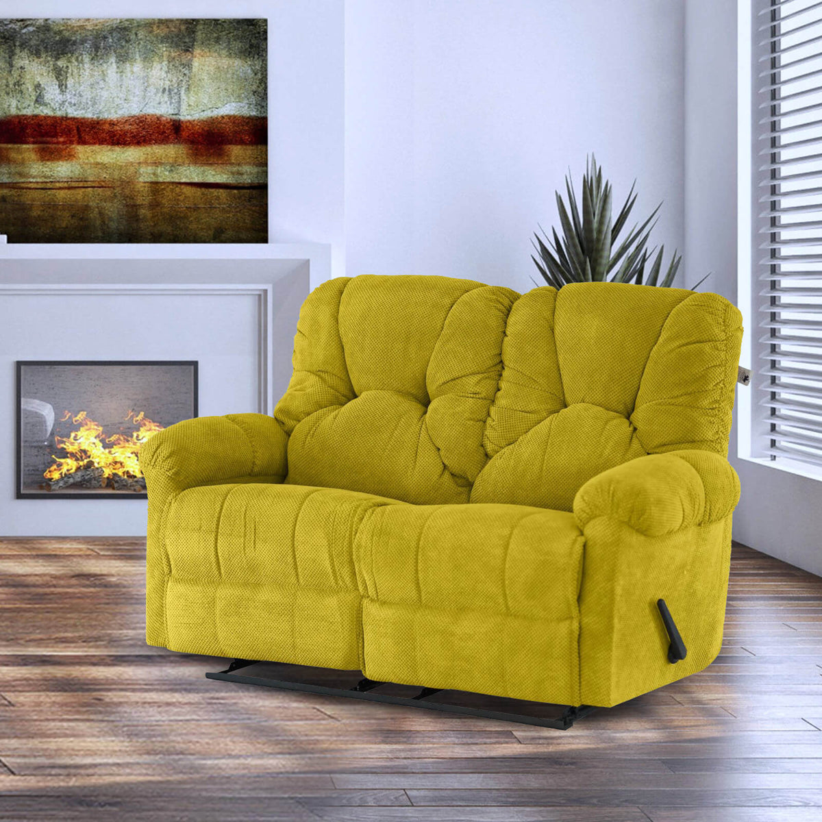 Velvet Double Recliner Chair - American Polo Gold