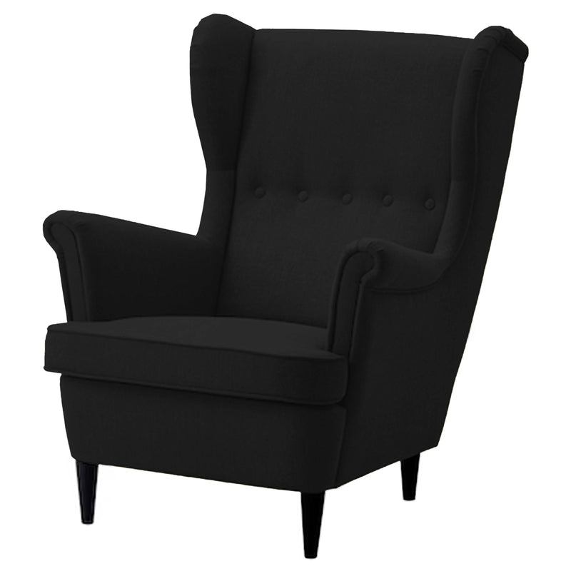 Linen Chair king with Two Wings - Black - E3