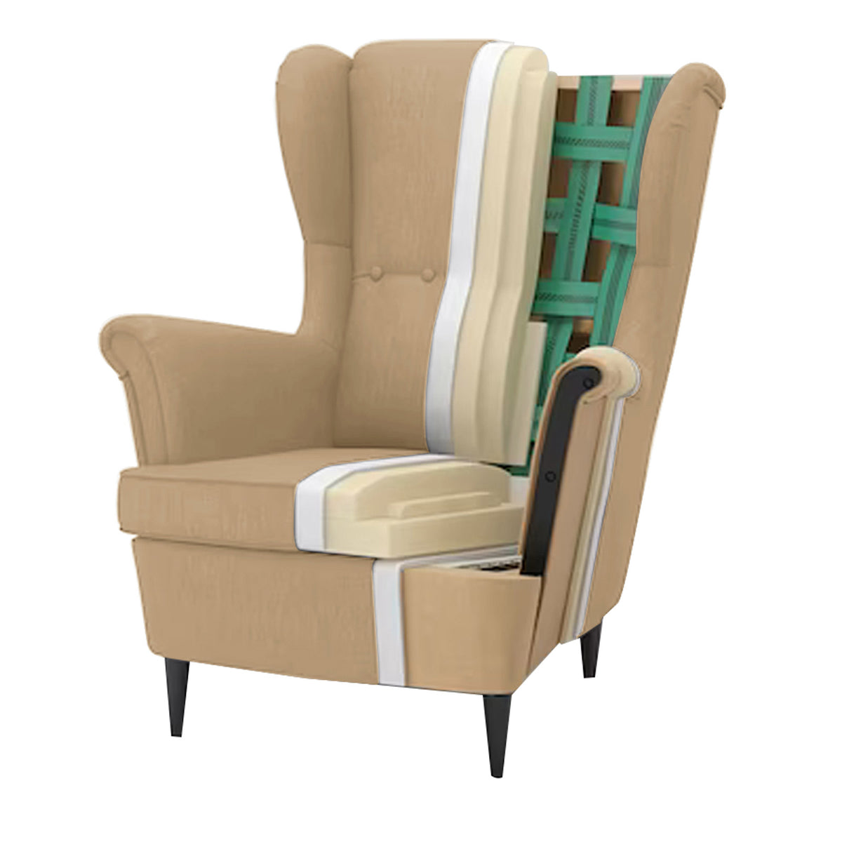Linen Chair king with Two Wings - E3 Light Beige