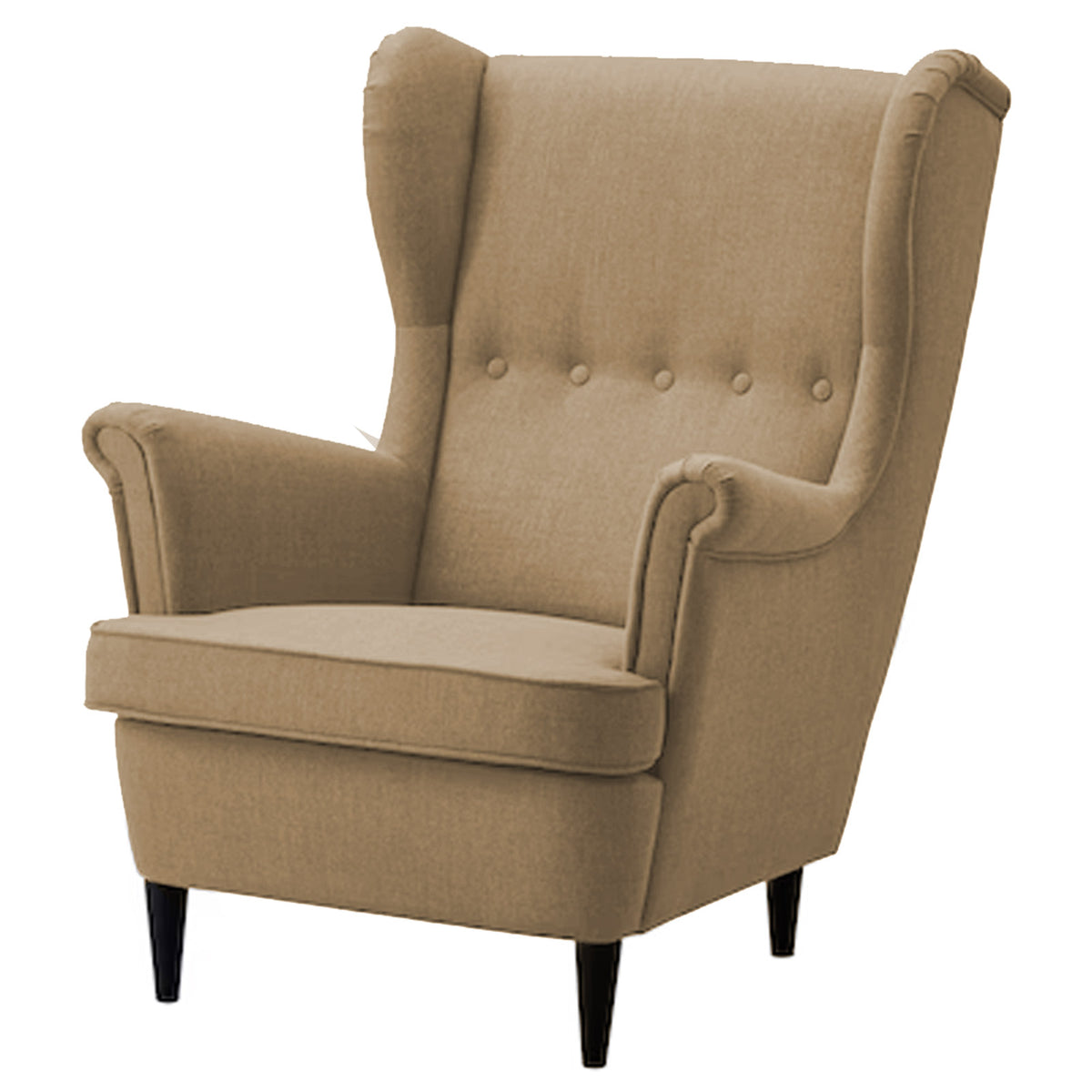 2 Pieces Linen Chair king with Two Wings And FootStool - E3 Beige