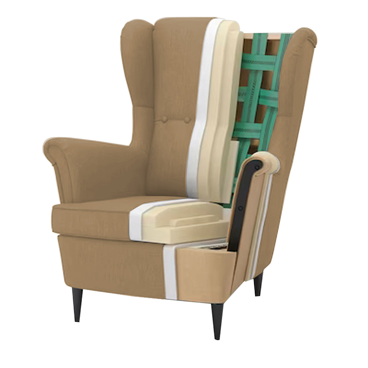 Linen Chair king with Two Wings - E3 Beige
