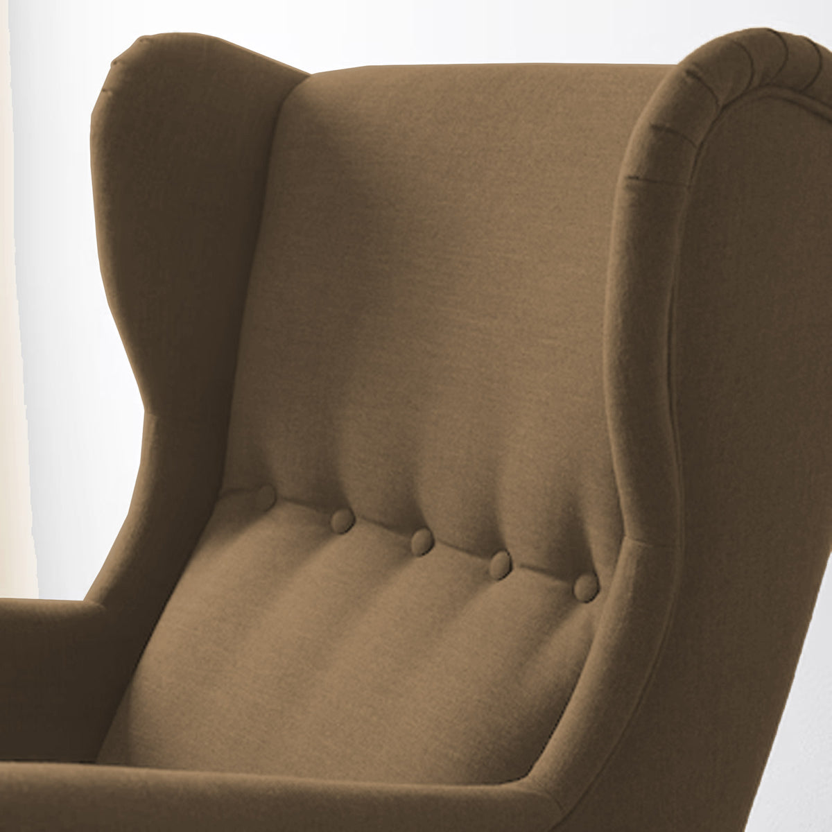 2 Pieces Linen Chair king with Two Wings And FootStool - E3 Brown