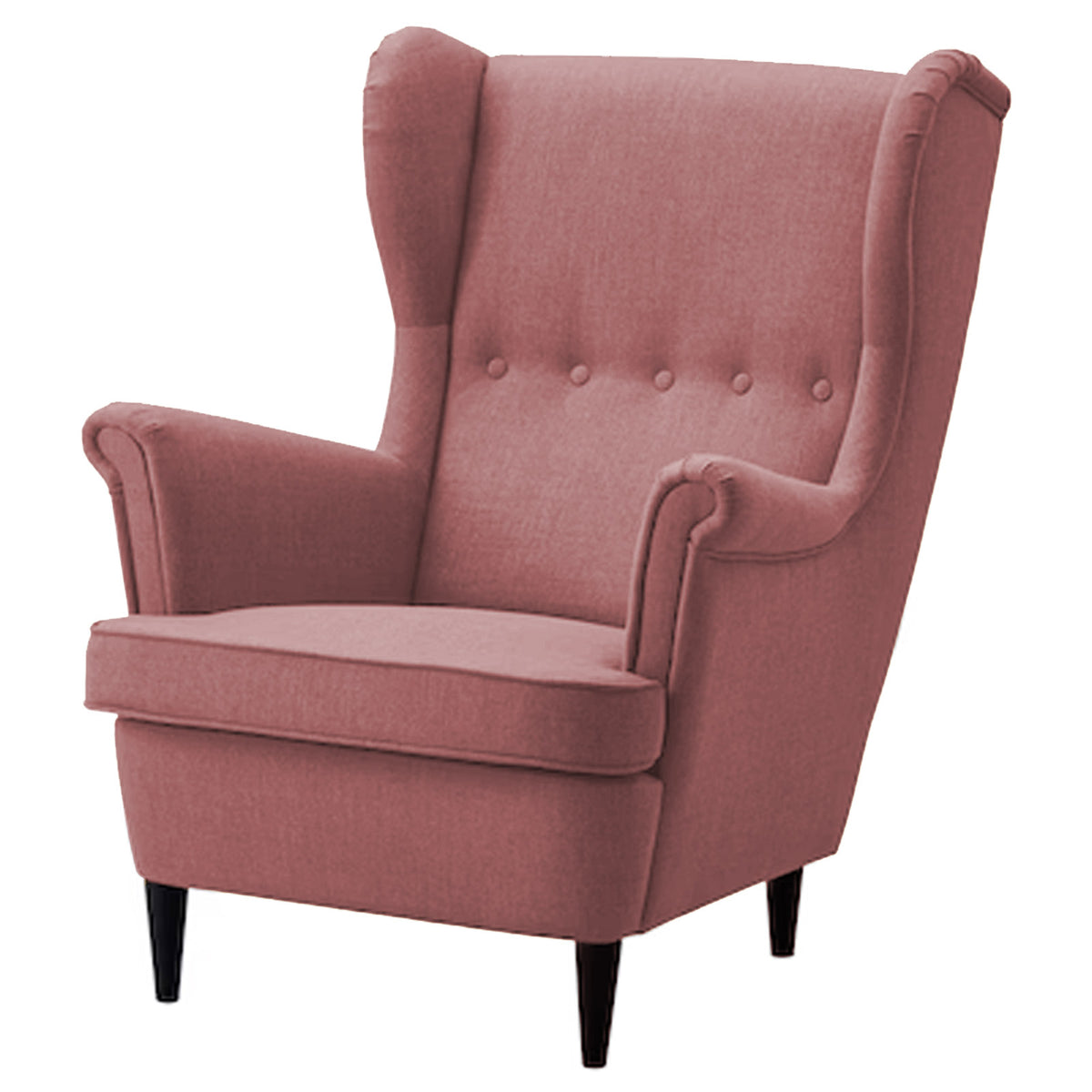 2 Pieces Linen Chair king with Two Wings And FootStool - E3 Dark Pink