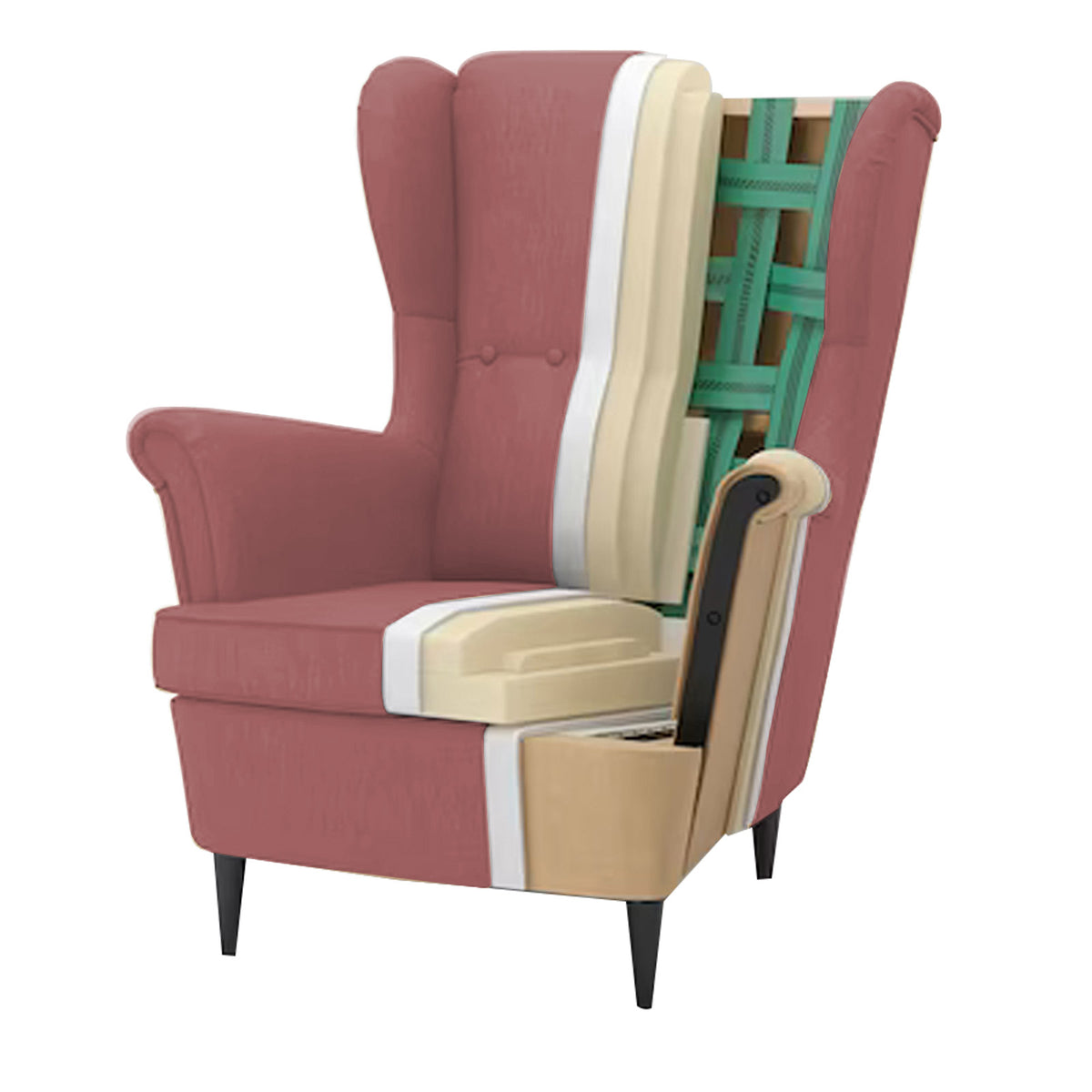 Linen Chair king with Two Wings - E3 Dark Pink