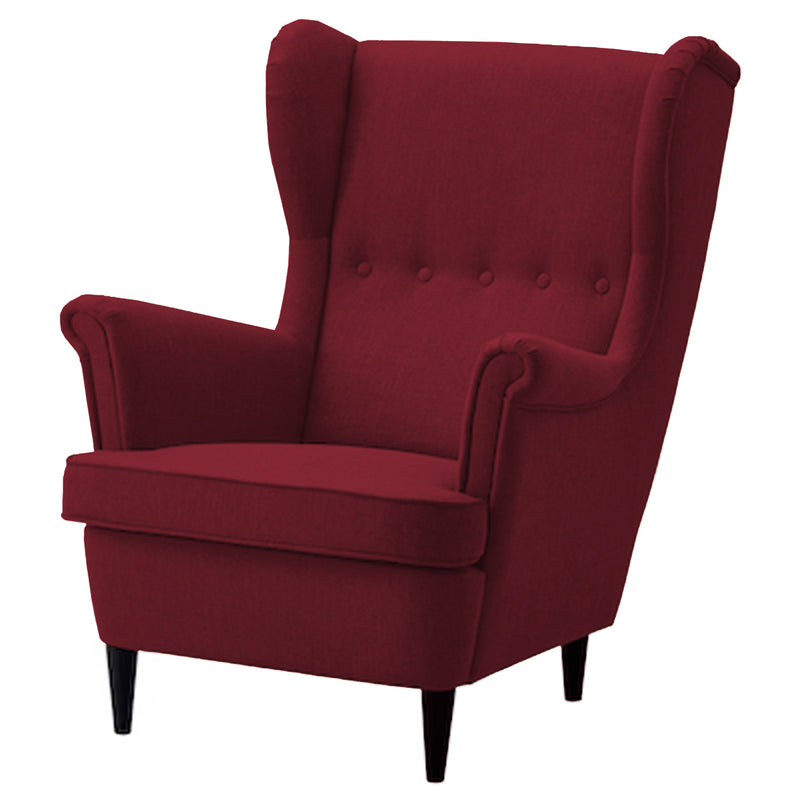 Linen Chair king with Two Wings - Burgundy - E3