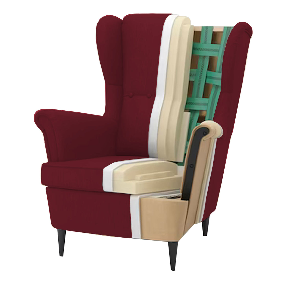 Linen Chair king with Two Wings - E3 Burgundy