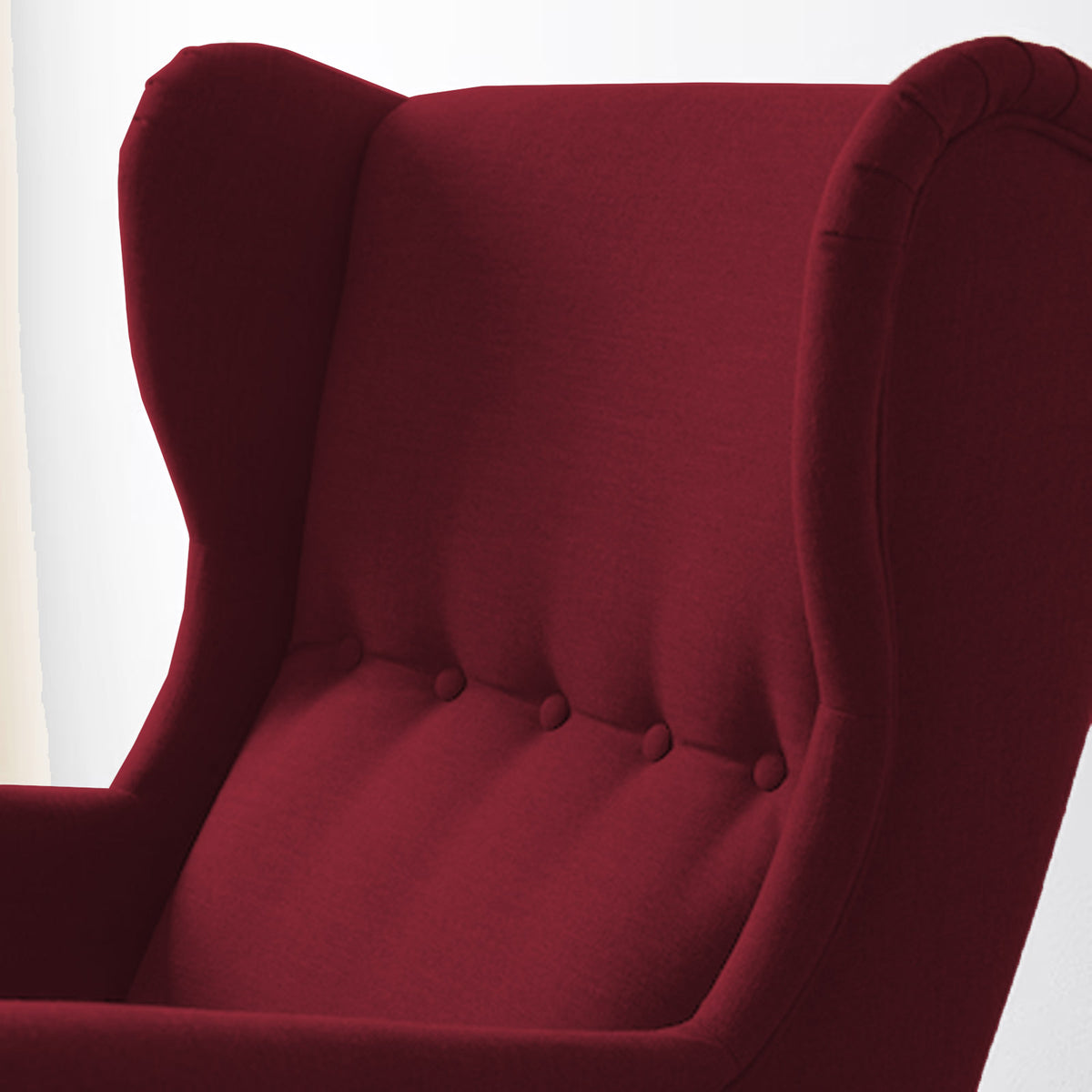 Linen Chair king with Two Wings - E3 Burgundy