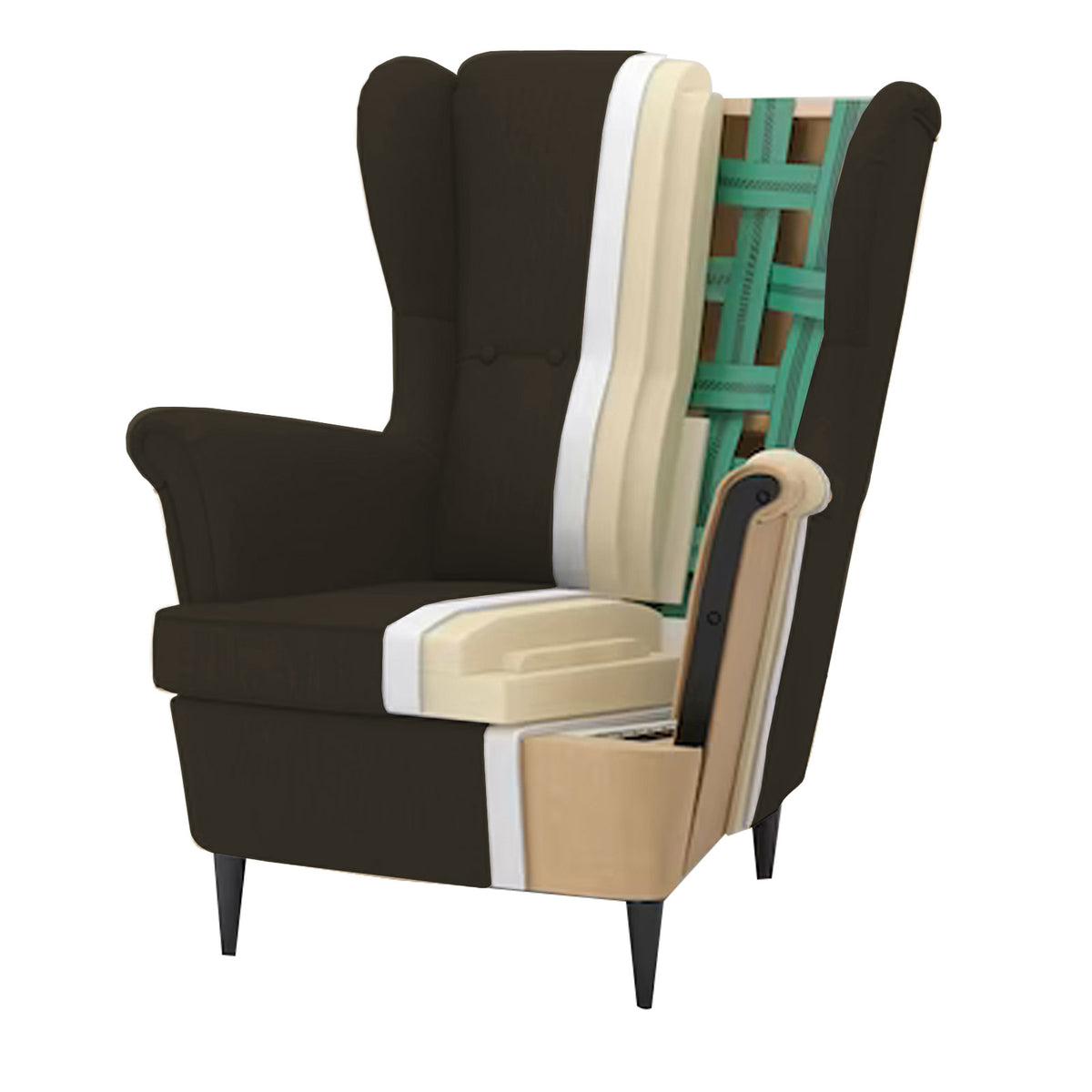 Linen Chair king with Two Wings - E3 Dark Brown