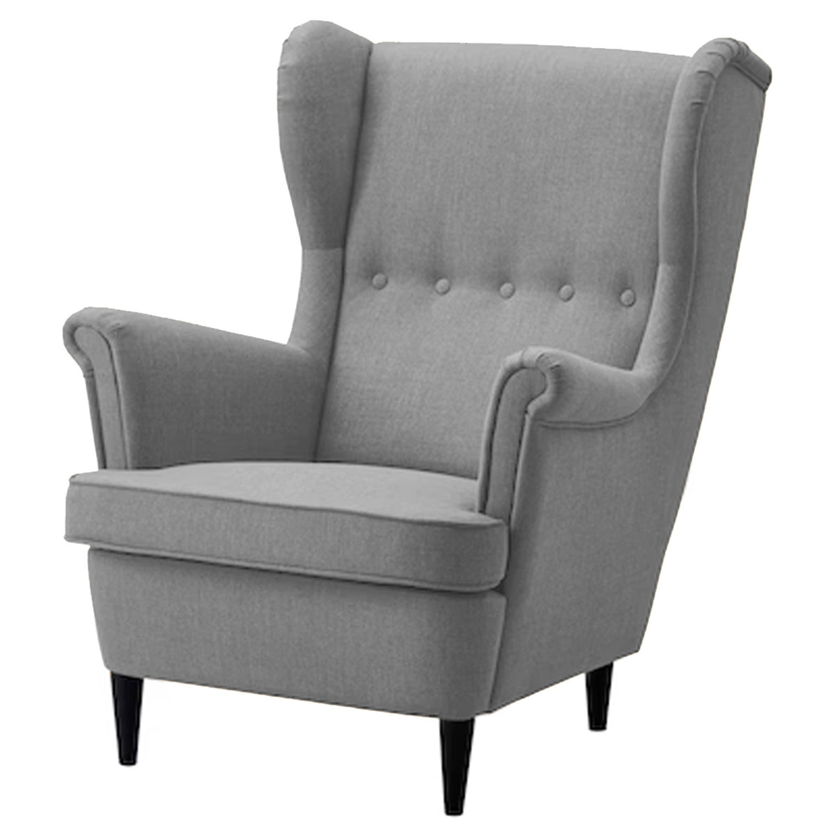 2 Pieces Linen Chair king with Two Wings And FootStool - E3 Light Grey