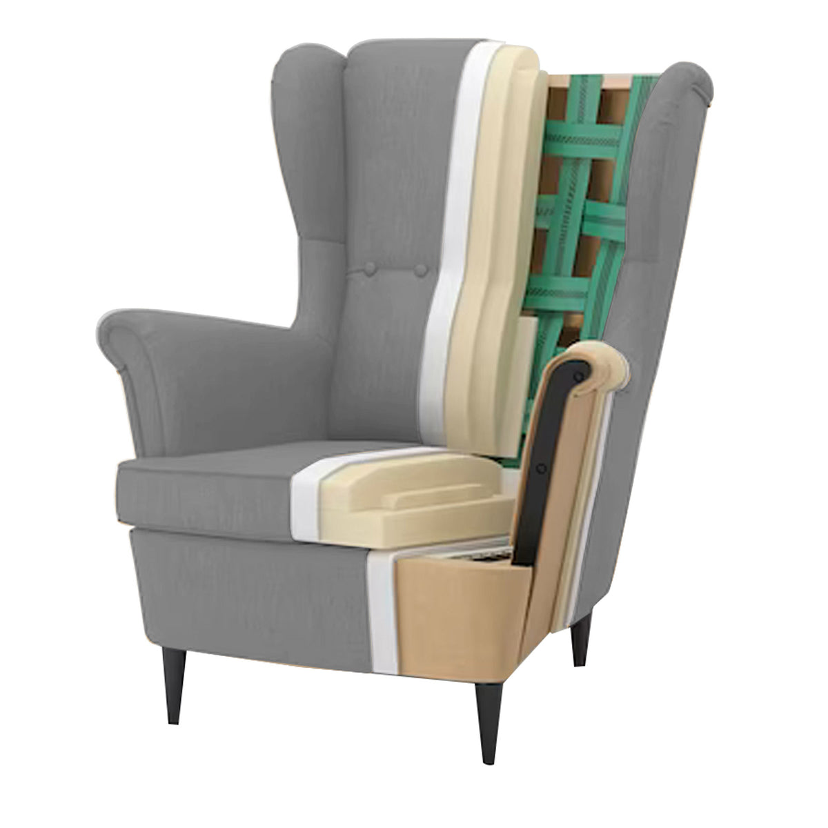 Linen Chair king with Two Wings - E3 Light Grey