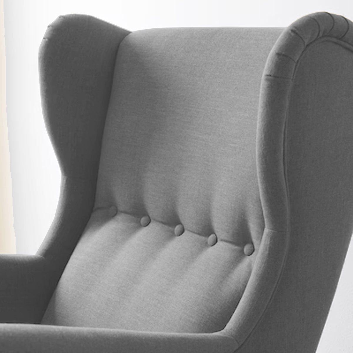 Linen Chair king with Two Wings - E3 Light Grey