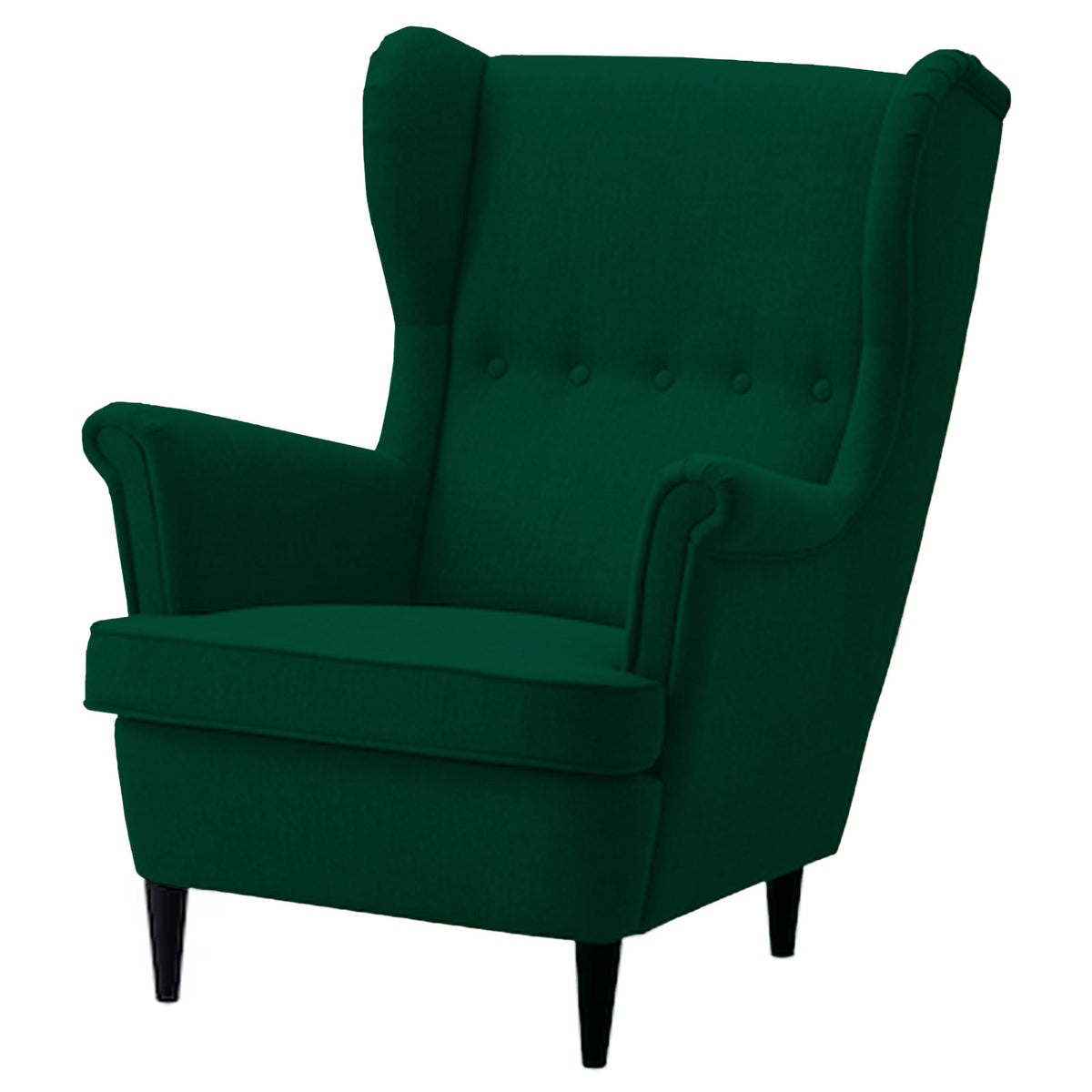 2 Pieces Linen Chair king with Two Wings And FootStool - E3 Dark Green