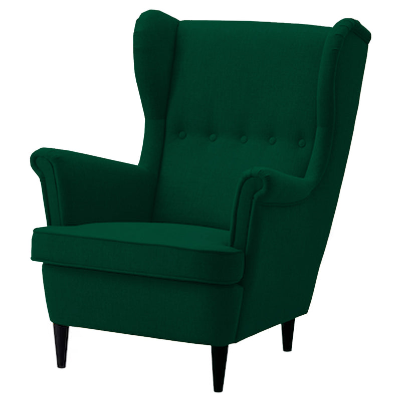 Linen Chair king with Two Wings - Dark Green - E3