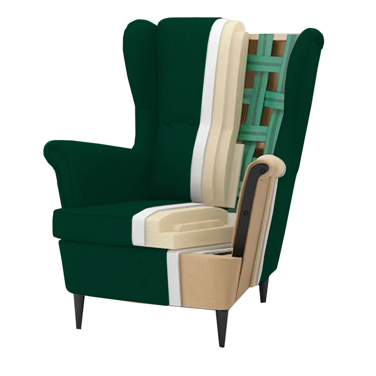 Linen Chair king with Two Wings - E3 Dark Green