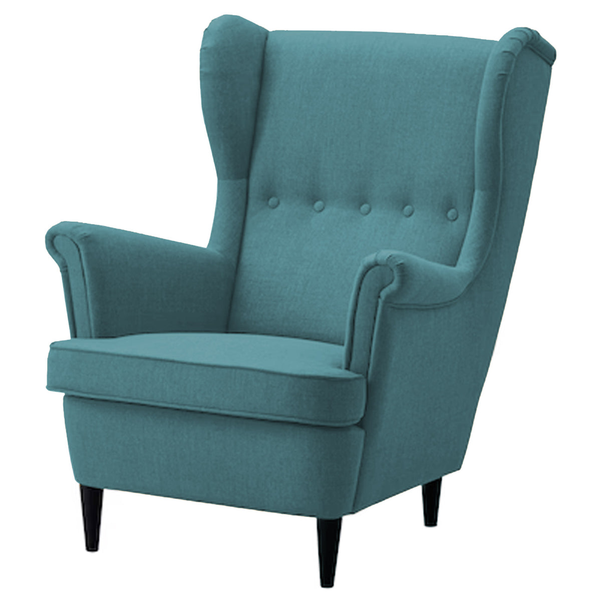 2 Pieces Linen Chair king with Two Wings And FootStool - E3 Turquoise