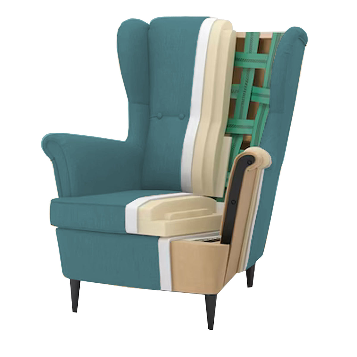 Linen Chair king with Two Wings - E3 Turquoise